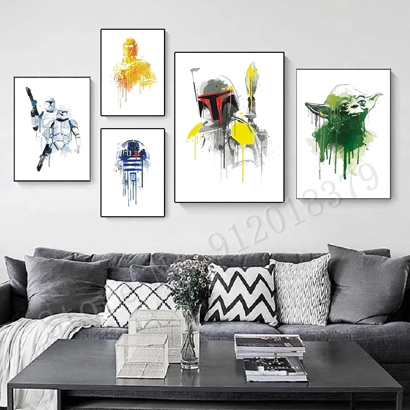 Плакат из фильма Звездные войны холщовая картина йода Дарт Вейдер солдат сита