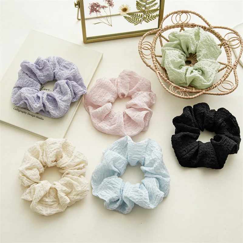 

Elegant Bubble Wrinkle Scrunchie For Women Elastic Solid Color Hair Tie Soft Quality Hair Bands Korean Style Hair Accessories