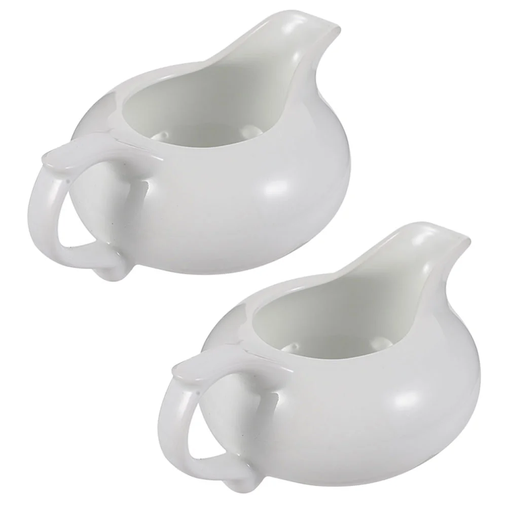

2 Pcs Sauce Bucket Condiment Boats Mini Cup Gravy Dispenser Ceramics Pitcher Container