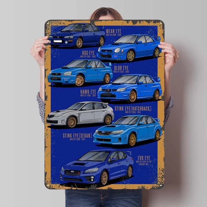 Subaru Impreza WRX STi жестяная вывеска автомобиля металлический плакат украшение для