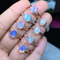 meibapj 8 styles natural colorful opal gemstone simple rings for women real 925 sterling silver charm fine wedding jewelry