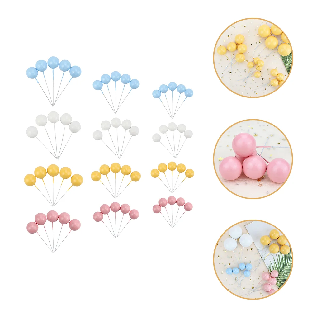 

60 Pcs Rose Gold Decor Cake Picks Fruit Cake Cake Inserts Rose Gold Balloons Spherical Ornaments Candy Color Wishing Ball
