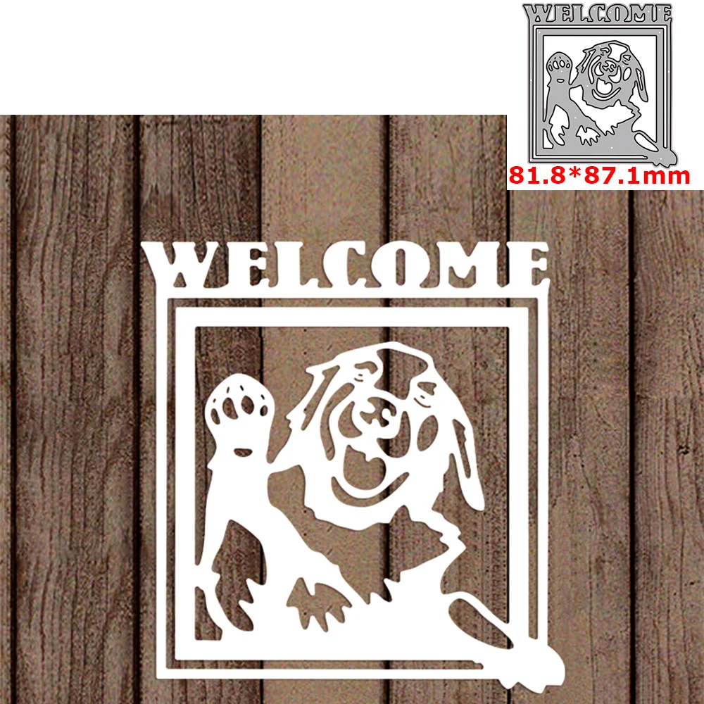 

Dog Welcome Photo Frame Metal Cutting Dies DIY Scrapbooking Crafting Knife Mould Blade Punch Decor Paper Cards 2022 New Dies