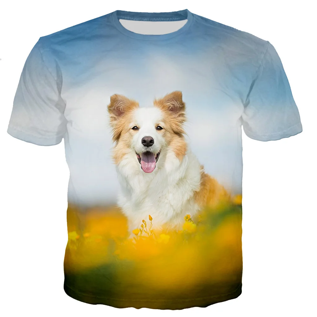 

Border Collie T-shirt Male/Female 3D Animal Dog Print Casual Fashion Harajuku Style Shirt Streetwear O-Neck Student Top