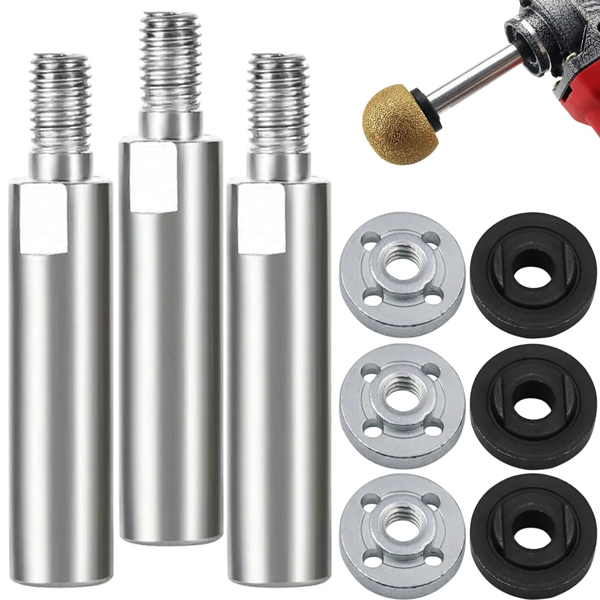 

9Pcs Angle Grinder Extension Connecting Rod M10 Thread Adapter Extension Shaft with Nuts for 100 Type Angle Grinder