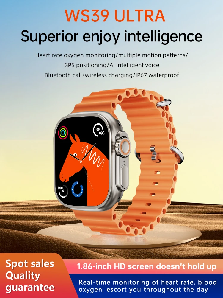 

WS39 Ulta Men Women SmartWatch Sports Fitness Bluetooth Smart Watch Blood Pressure Heart Rate Monitoring Reminder GPS Electronic