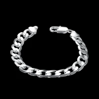 special offer 925 stamp silver color classic 10mm chain bracelets for mens women wedding party christmas gifts fashion jewelry