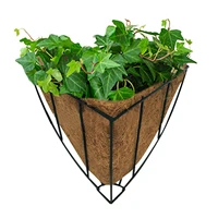 metal flower pot basket quarter designed innovative coconut palm plant holder retro style hanger iron gondola with mat for