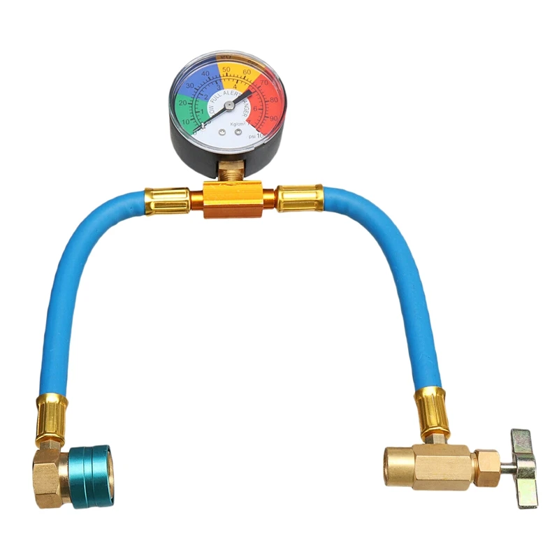 

R-1234YF A/C соединитель для шланга для зарядки, заряжаемый хладагент Can конус с манометром R1234YF, низкобоковой шланг