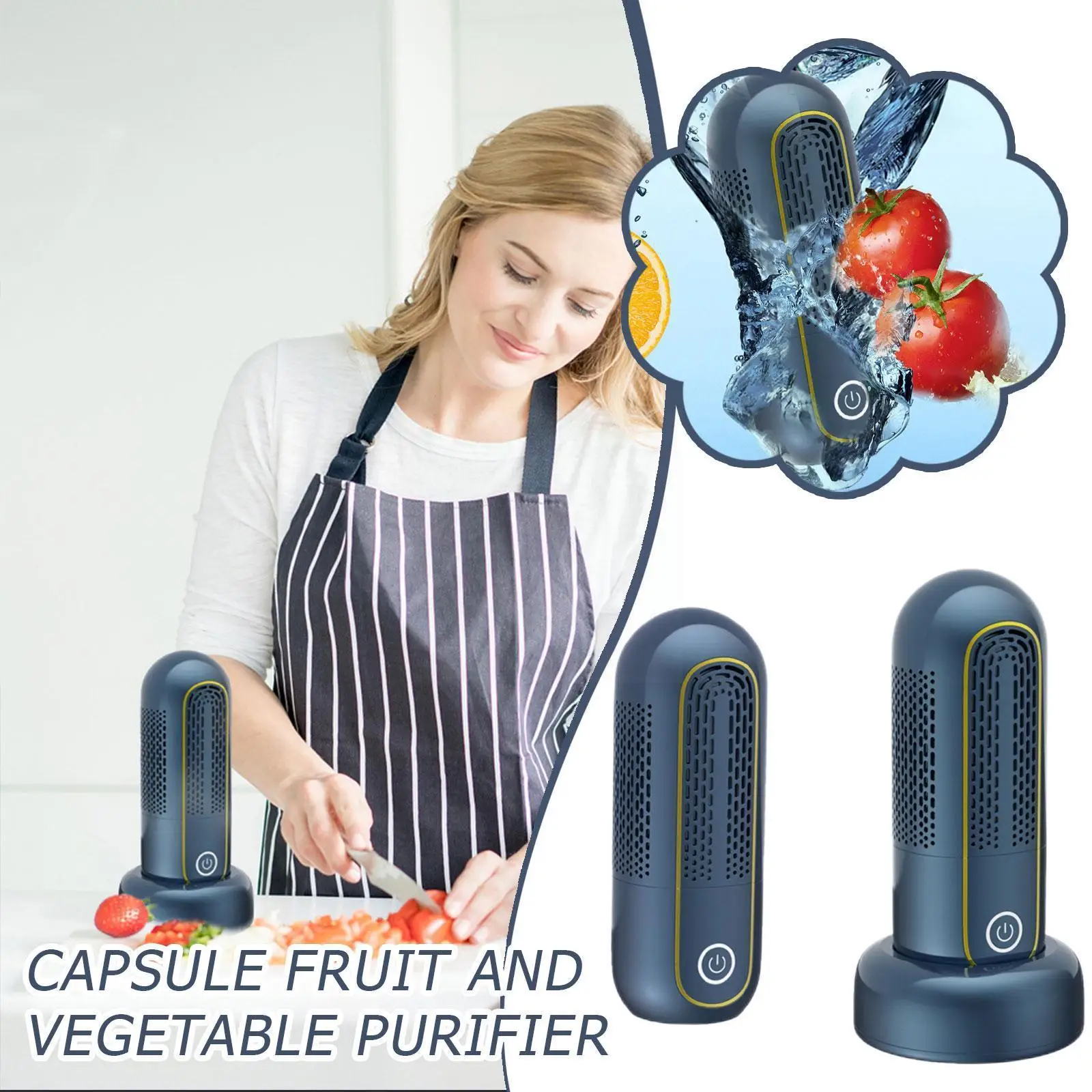 

Fruit And Vegetable Washing Machine, Household Portable Wireless Purifier Capsule Cleaner For Cleaning Fruits, Vegetables, B4v2