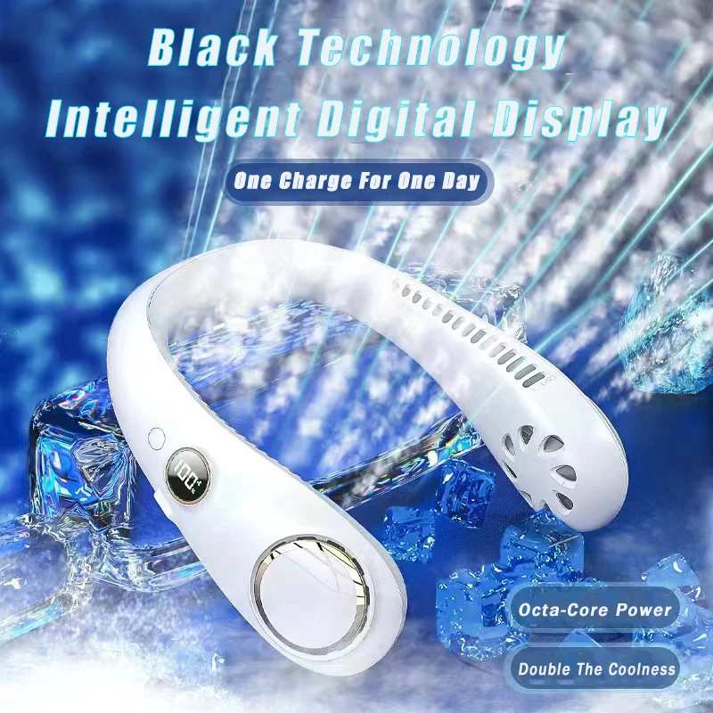 

Portable Hanging Neck Fan Portable Air Conditioning Electric Fan Foldable Air Cooling USB Rechargeable Bladeless Neckband Fans