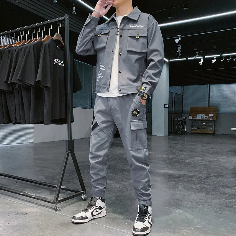 New Men Spring Autumn Casual Two Piece Set Jacket and Pants Set Mens Fashion Sweatsuit Korean Style Streetwear Sport Suit 2022