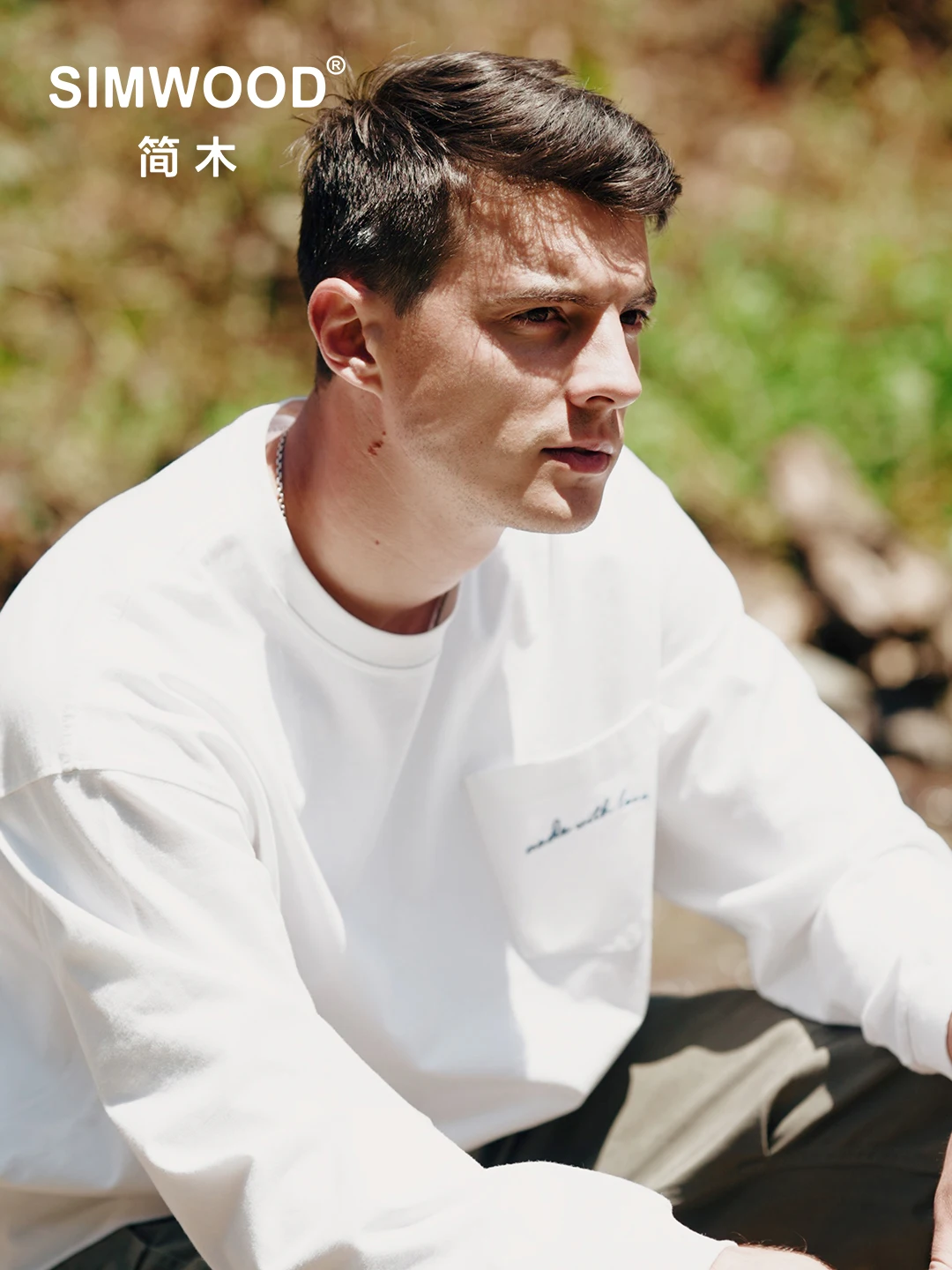 

SIMWOOD 2022 осень зима новые большие Футболки с длинным рукавом мужские удобные пуловеры из 100% хлопка топы с нагрудными карманами футболки