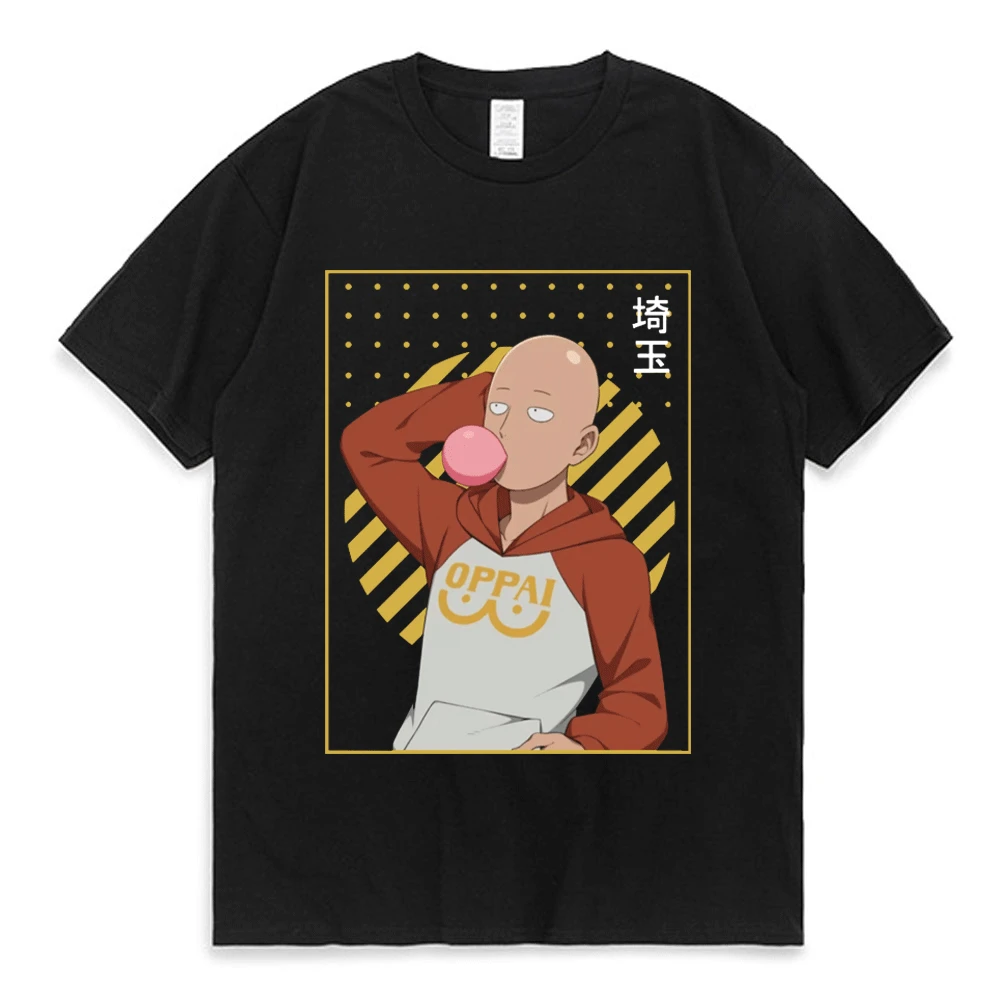 

Anime One Punch Man T Shirt Oppai Saitama Japanese Manga Graphic Print Short Sleeve T-shirts Casual Loose Pure Cotton Tee Shirt