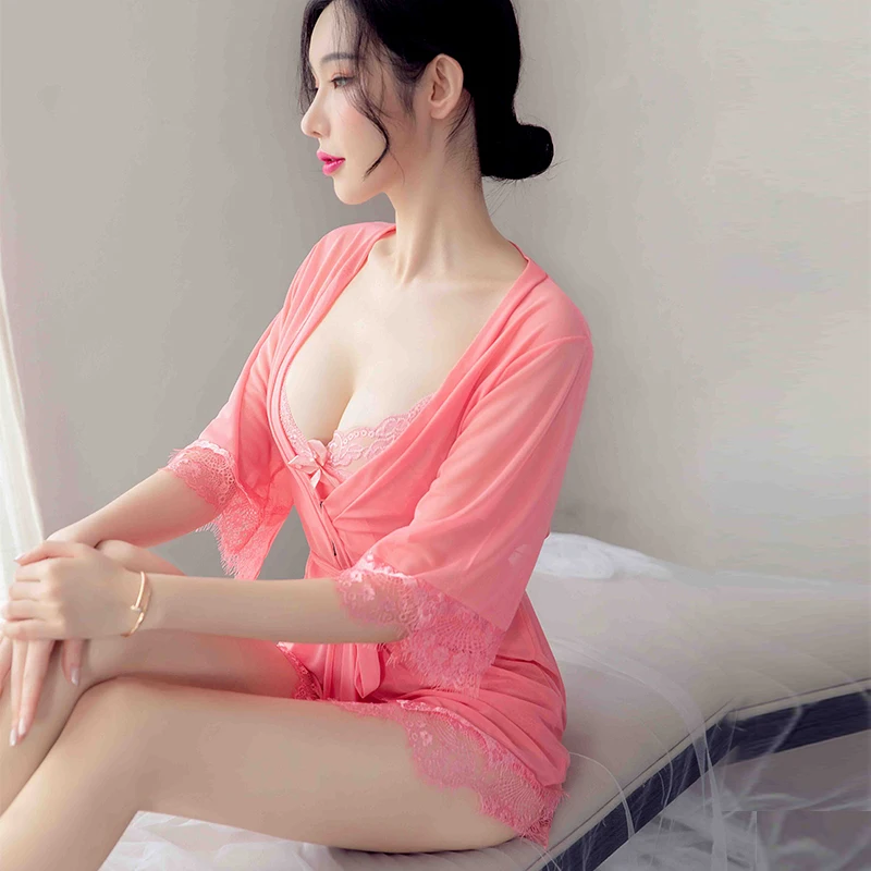 

Large Size Sexy Underwear Passion Underwear Transparent Nightdress Pajamas Set Open Crotch Free Bed Teasing Pajamas