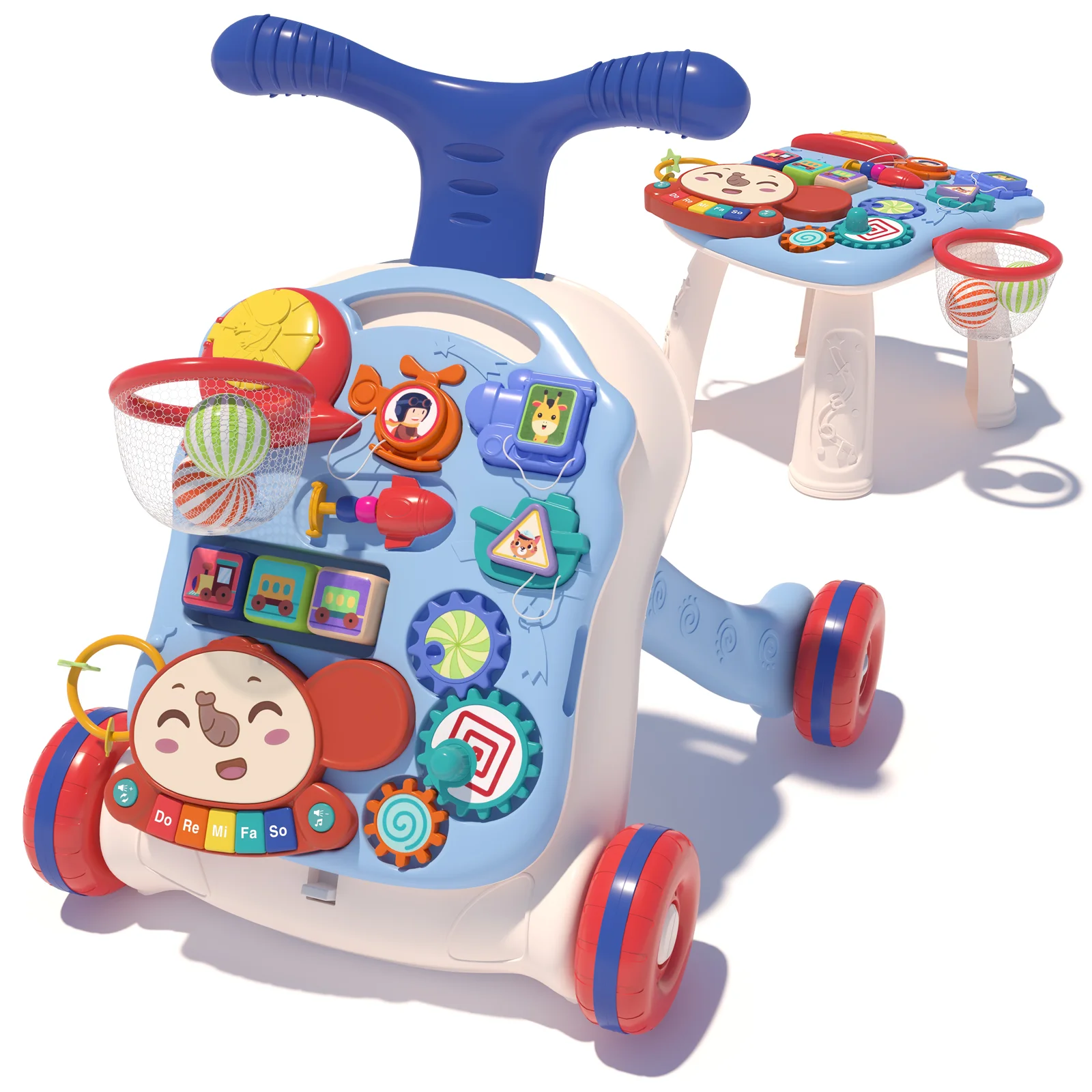 QDRAGON 3 in 1 Baby Walker Multifuctional Walkers Sit-to-Stand Learning ABS Musical Walker Toys For Baby Kids Early Toy