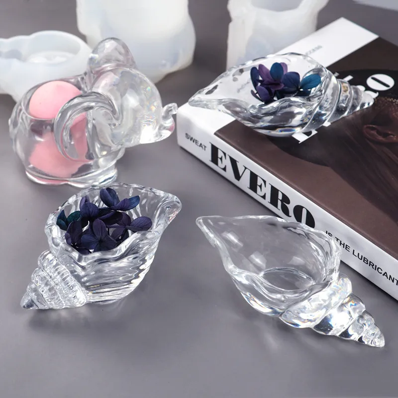 

BT0261 3D Conch Elephant Makeup egg Storage Box Tray Shell Marine Silicone Candle Mold