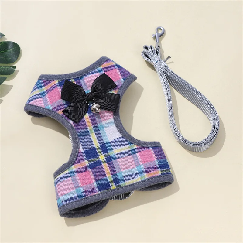 Pet Traction Rope Harness Dogs Cat Collars Necktie Traction Rope Cat Dog Harness Pulling Rope Dog Leash Bowknot Safe Chest Strap