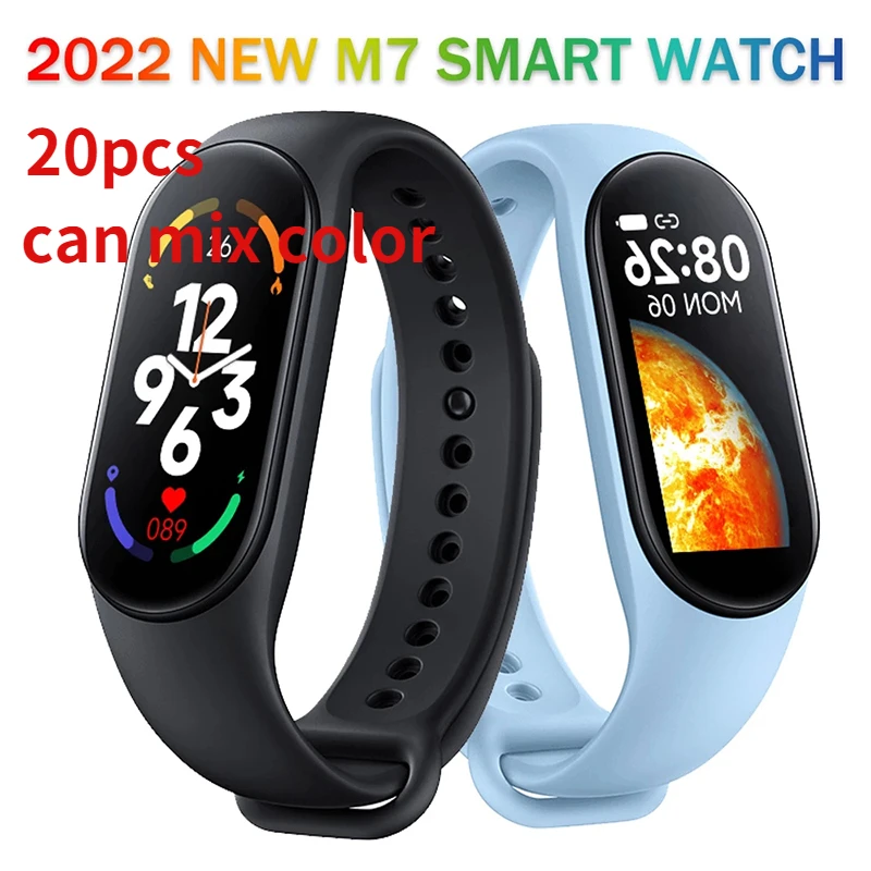 

20pcs 2022 New M7 Smart Watch Sport Health Smart Wristband Heart Rate Fitness Pedometer Bracelet Update Live Wallpaper