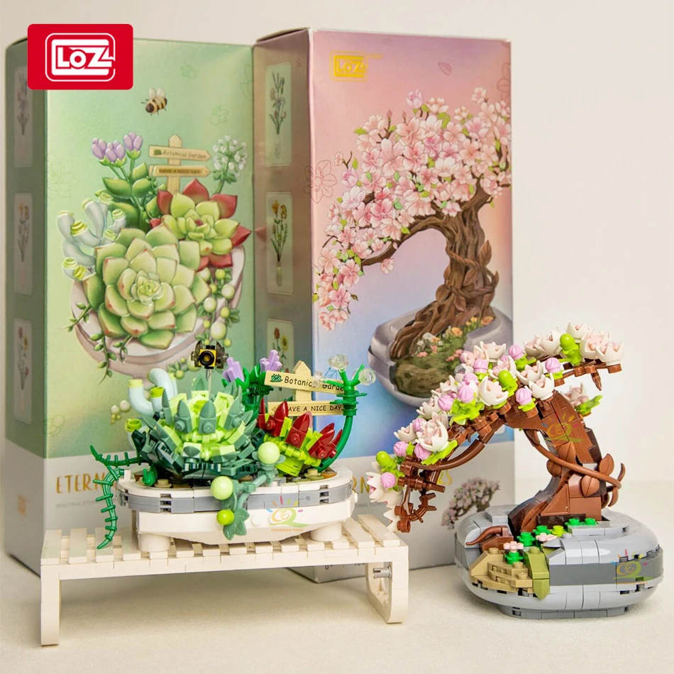 LOZ Миниатюрные Прочные Горшечные Растения С Вишневым Цветом Сделайте Свой