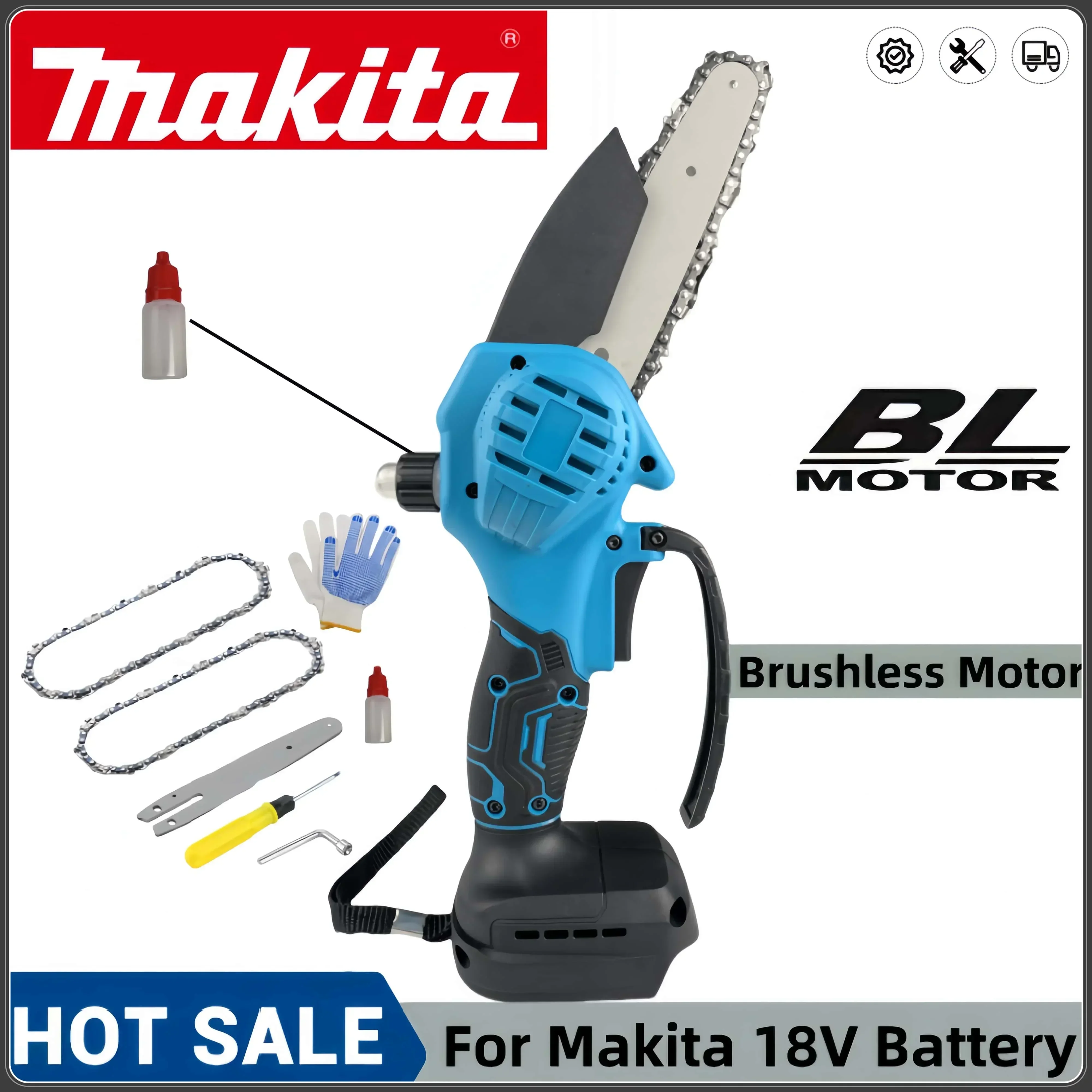 Makita 18 В 6-дюймовая бесщеточная электрическая пила с масленкой эффективная