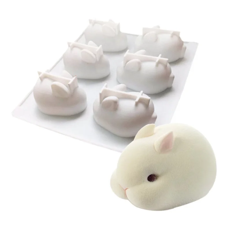 

New Cake Decorating Moulds Silicone 3D Bunny Rabbit Cake Molds Silicone Molds for Baking Dessert Mousse 6 Forms