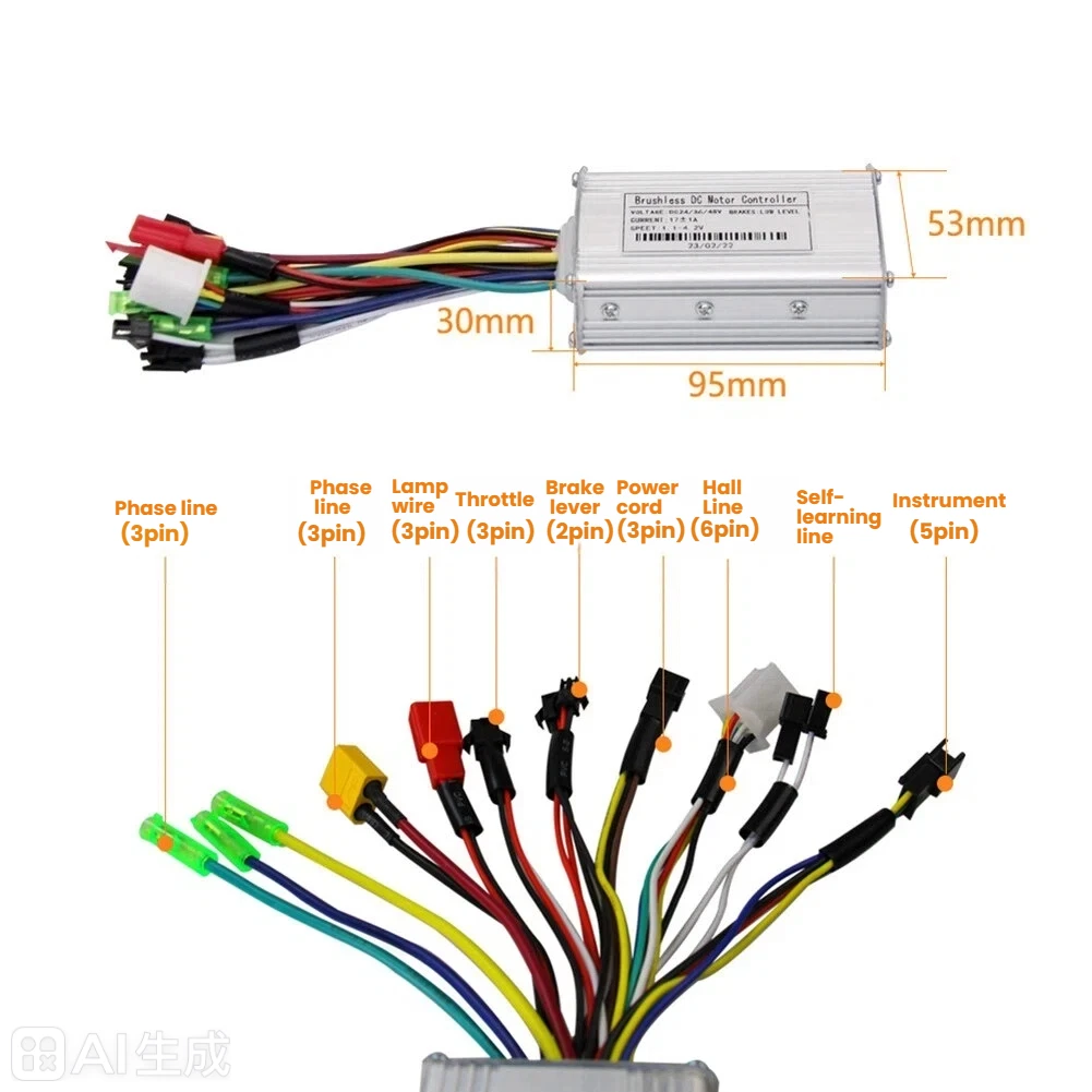 Фото Комплект контроллера синусоидального тока (три режима) M5 LCD Display 17A 22A 26A 30A 35A для электровелосипедов и электросамокатов 24В 36В 48В 250Вт-1500Вт №4