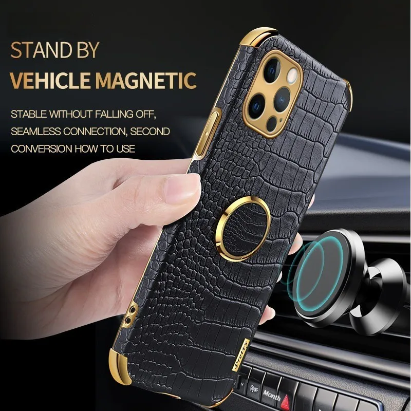 

Iphone 14 Pro Case Crocodile Pattern Leather Cover for IPhone 13 12 11 Pro Max Magnetic Suction Wristband Pack Protective Cover