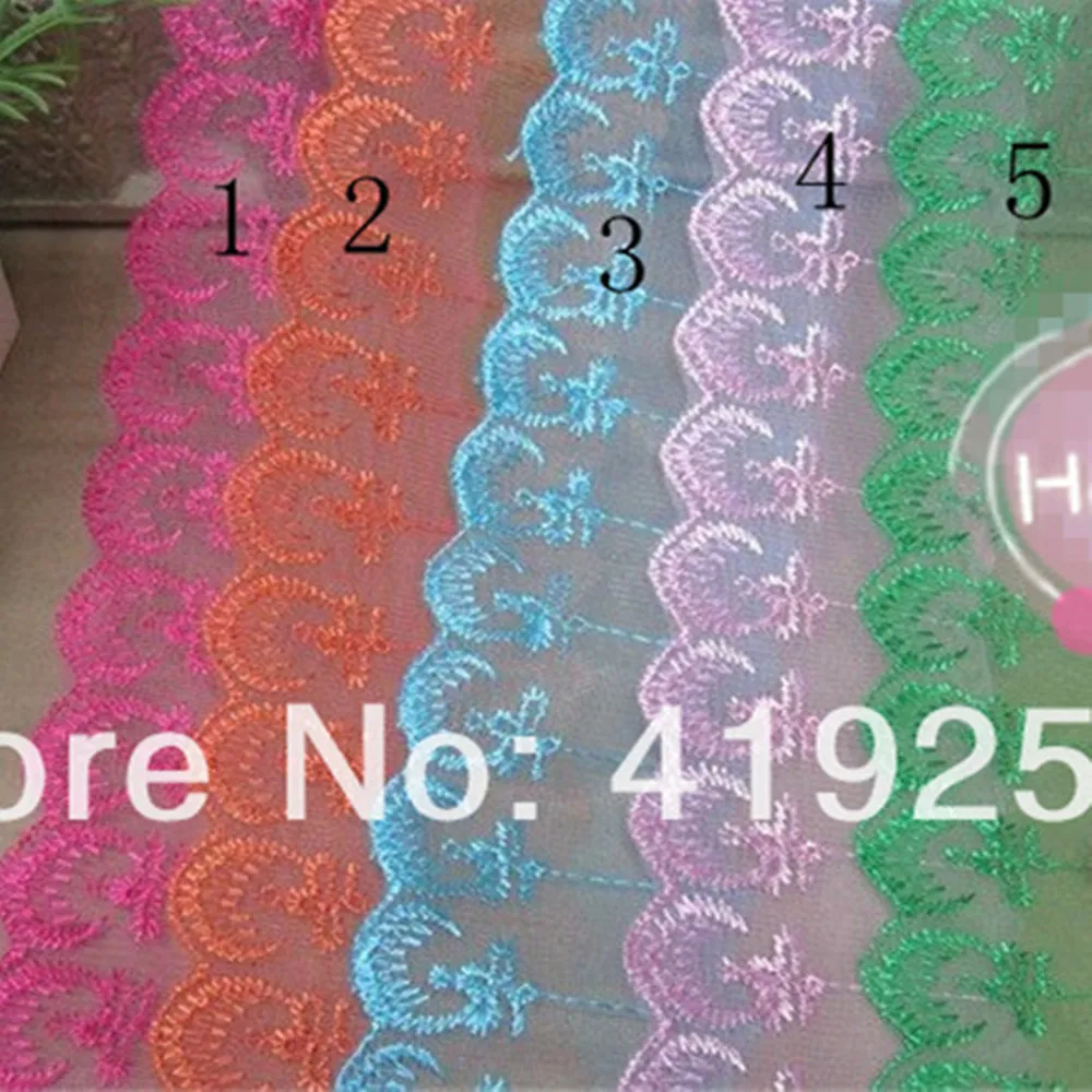 145 ярдов 70 мм широкая вышитая кружевная отделочная Аппликация Свадебное Ремесло много цветов