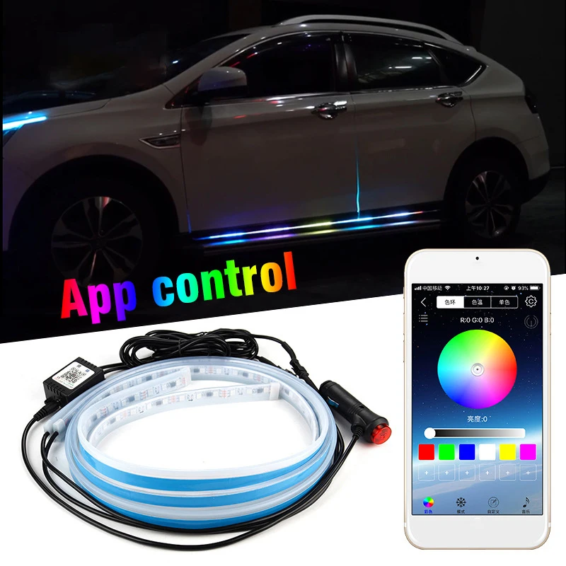 

Универсальная разноцветная гибкая лента RGB, потоковая боковая приветственная дверь, фотолента с дистанционным управлением через приложение, неоновая панель для порога, лампа