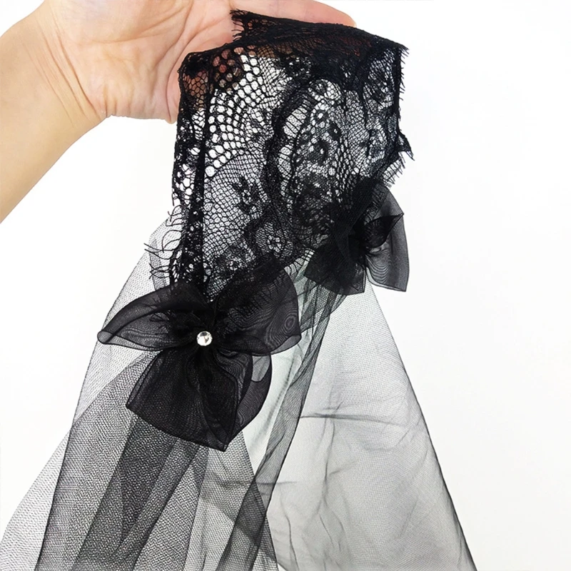 Легкая вуаль-мантилья с кружевной отделкой для платка на голову модный тюль