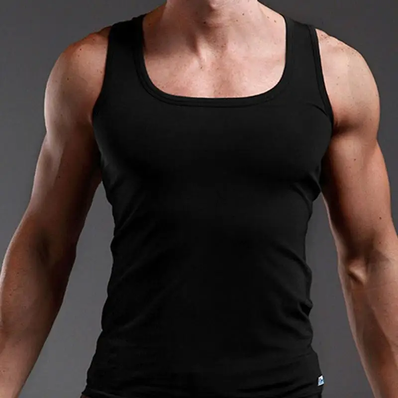 100% Cotton Mens Oversized T-shirt Sleeveless Tank Top Solid Color Fitness Men Muscle Vests Bodybuilding T Shirt For Men Tees