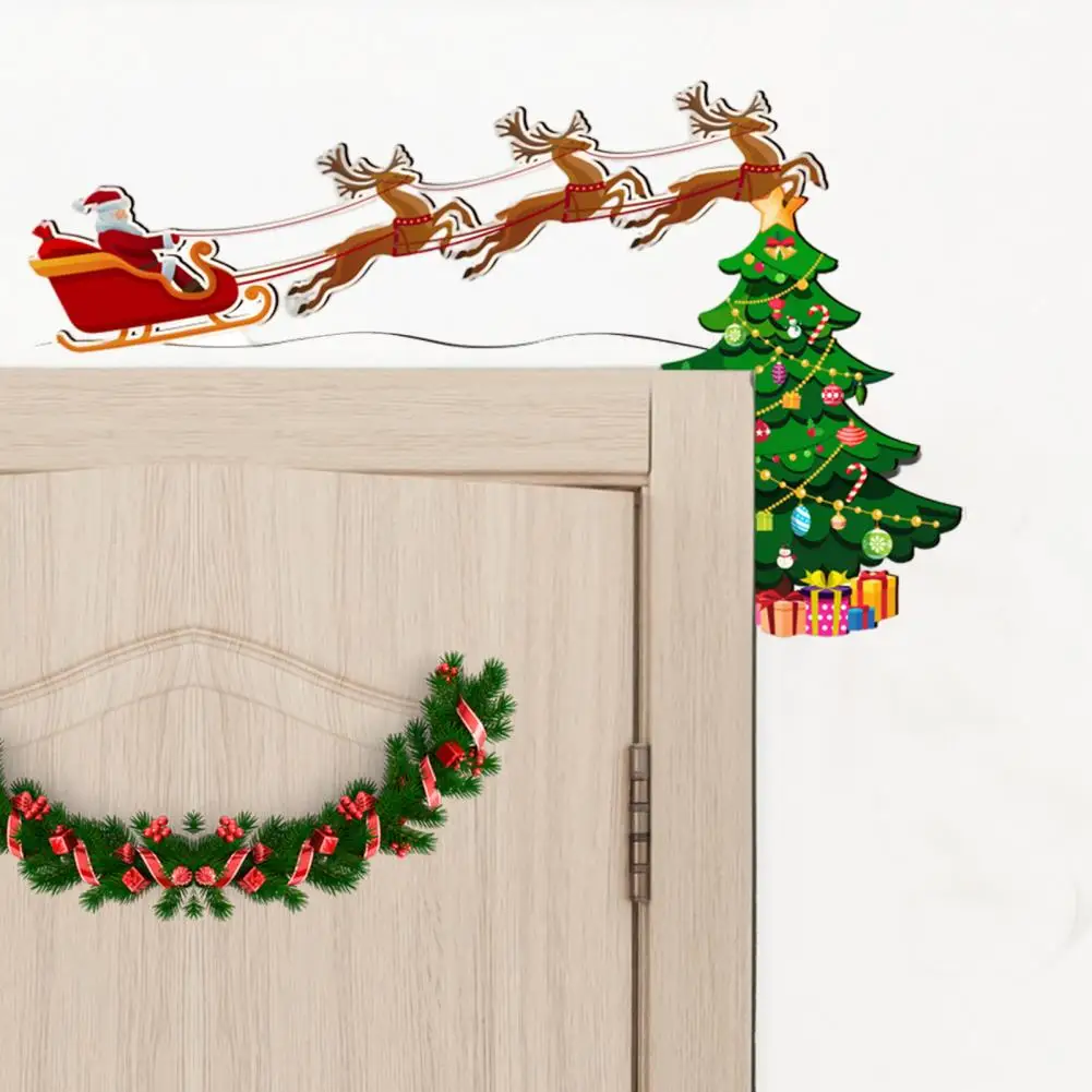 

Christmas Door Frame Decoration Santa Claus Elk Christmas Tree Wall Stickers Xmas Gift Living Room New Year Festival Mural