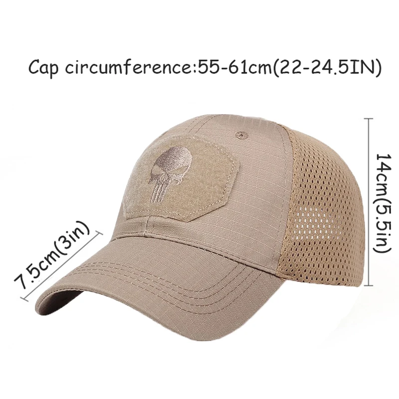 Men's Skull Tactical Baseball Caps for Women Camouflage Military Breathable Mesh Snapback Caps Mountaineering Trucker Sun Hats images - 6