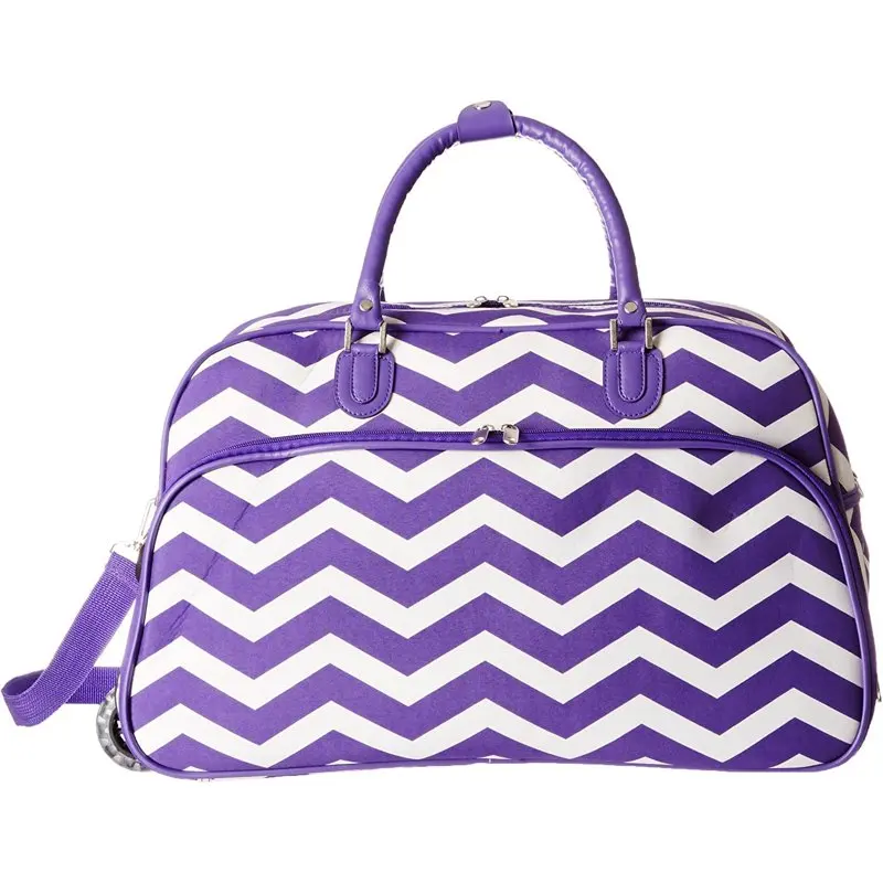 Chevron Prints 21-Inch Carry-On Rolling Duffel Bag - Navy White Chevron