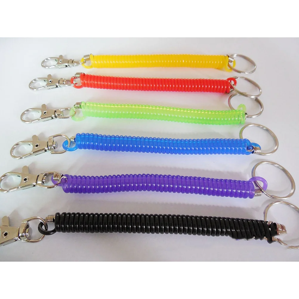 

12 Pcs Stretchy Spiral Keyring Colourful Plastic Keychain Spring Retractable Key Holder (Random Color)
