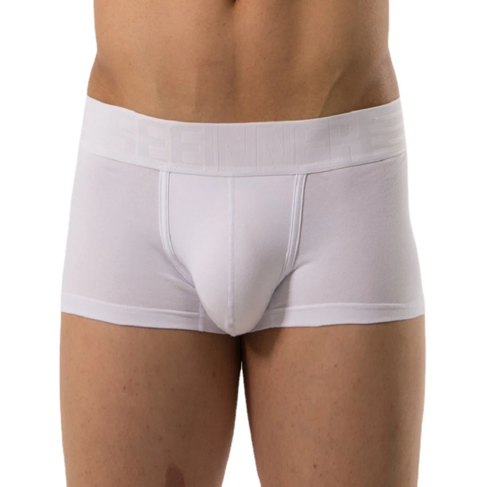 

Men's Low Rise Cotton Breathable Boxer Shorts And Underpants Solid Color Letter Bulge Pouch Panties Boxers Underwear Male