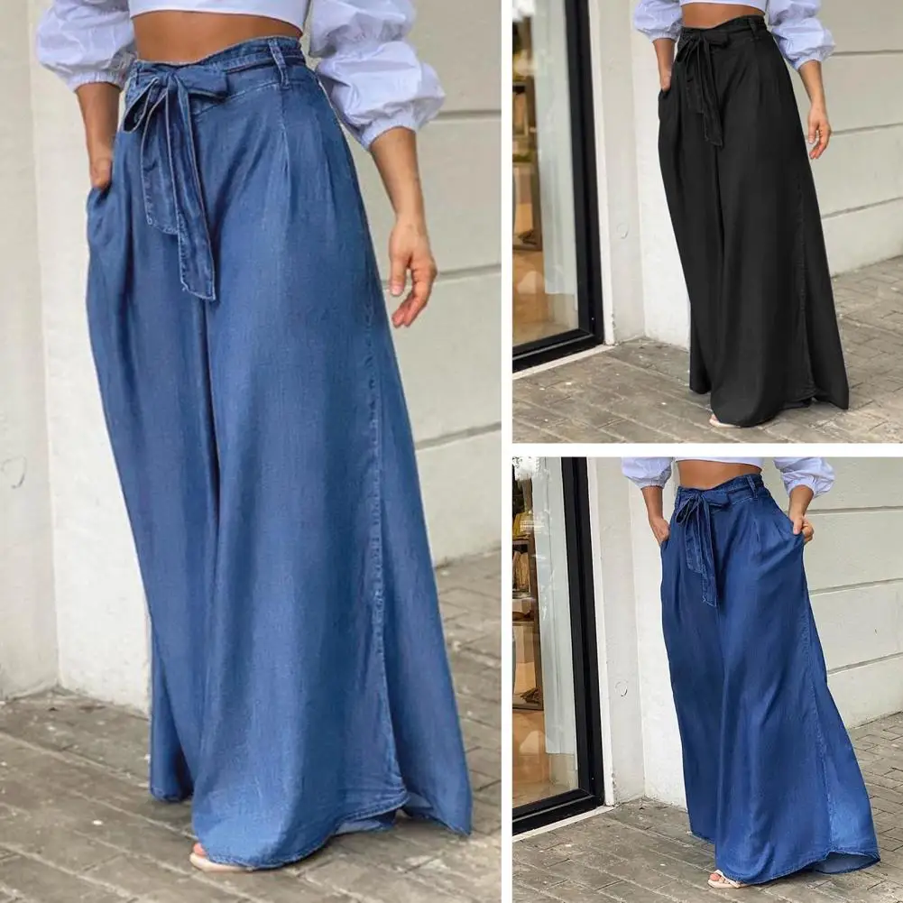 

Модные летние брюки, удобные простые длинные женские брюки со шнуровкой до пола, юбка