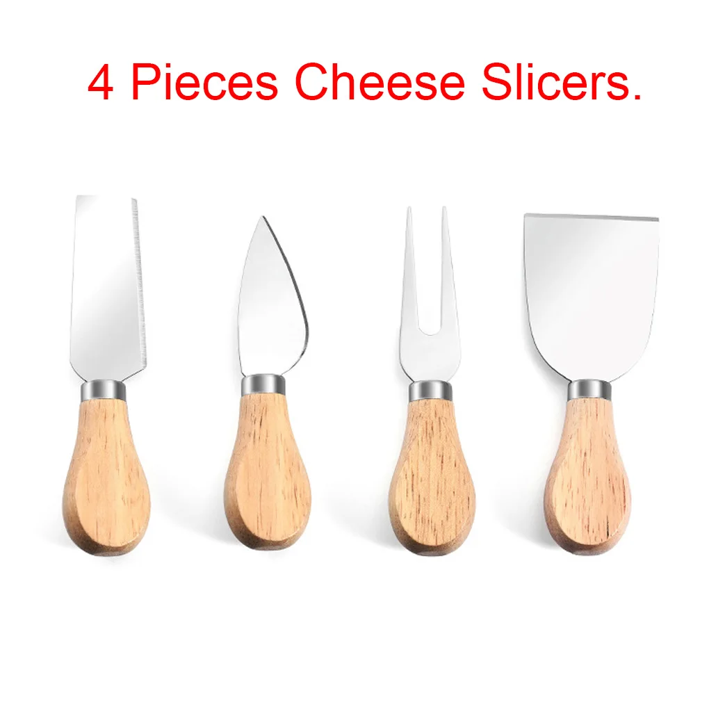 

4PCS/Set wood Handle sets Bard Set Oak bamboo Cheese Cutter Spatula Spreader Reusable Dessert Cake Slicing Tool Household