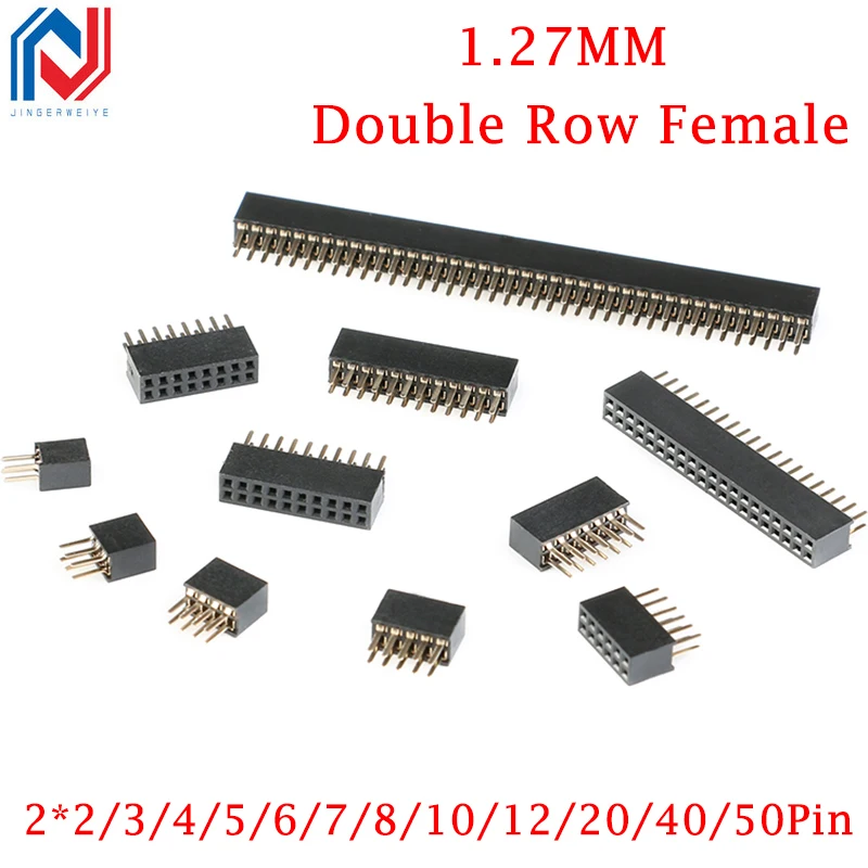 

10Pcs 1.27mm Double Row Female 2~50P Breakaway PCB Board Pin Header socket Connector Pinheader 2*3p 2*10p 2*6 2*20 2*12 2*25