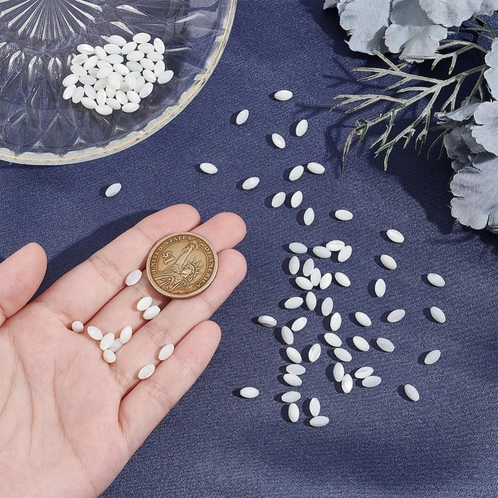 Около 110 шт. бусины из рисовых белых ракушек натурального ракушки диаметром 4 мм
