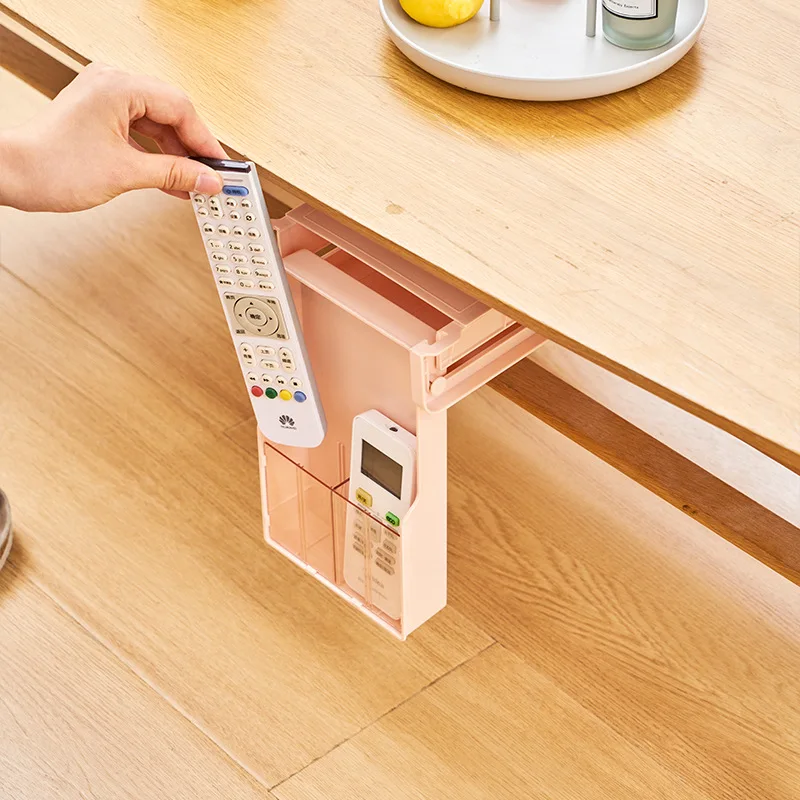 

Under Desk Drawer remote control Storage Box for Office Pen Holder Hidden Sorting Box Kitchen Knife Fork Storage Tray Organizer