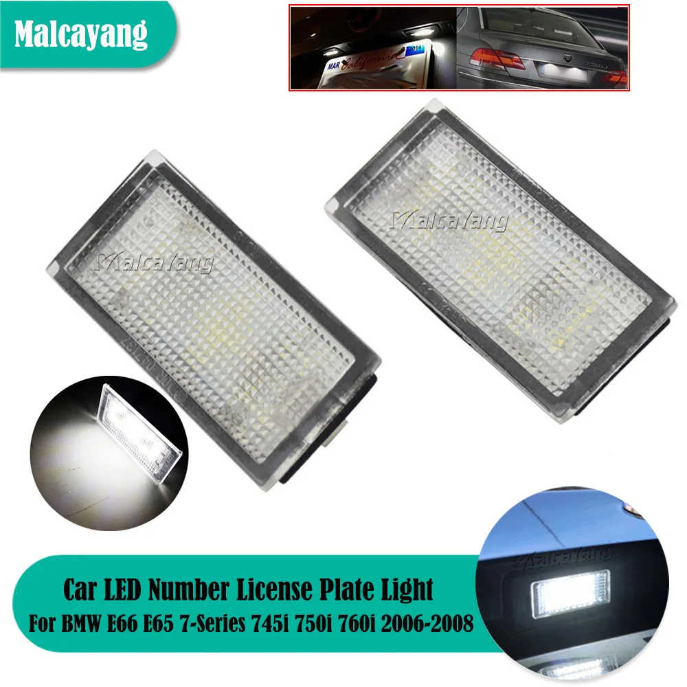 

White No Error LED Number 2X Car License Plate Light For BMW E66 E65 7-Series 735i 2006 2007 2008 12V Canbus License Plate Lamp