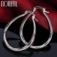 doteffil 925 sterling silver grain circle hoop earrings for women lady best gift fashion charm silver wedding jewelry