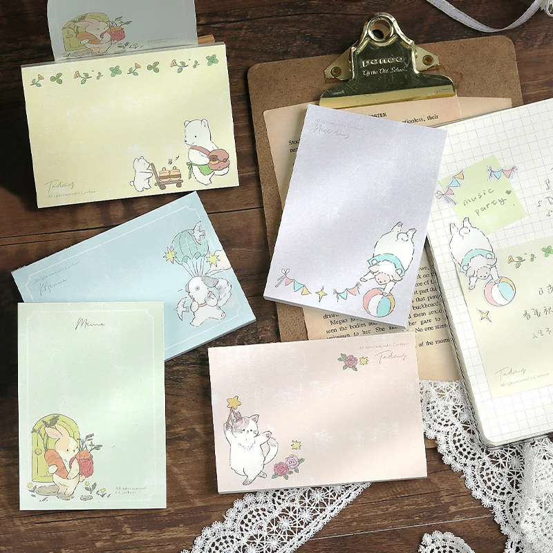 Cute Animal Memo Pads Pay Note Aesthetic Design Paper Scrapbooking Notebook Collage Material For School Office Supplies Pay Note