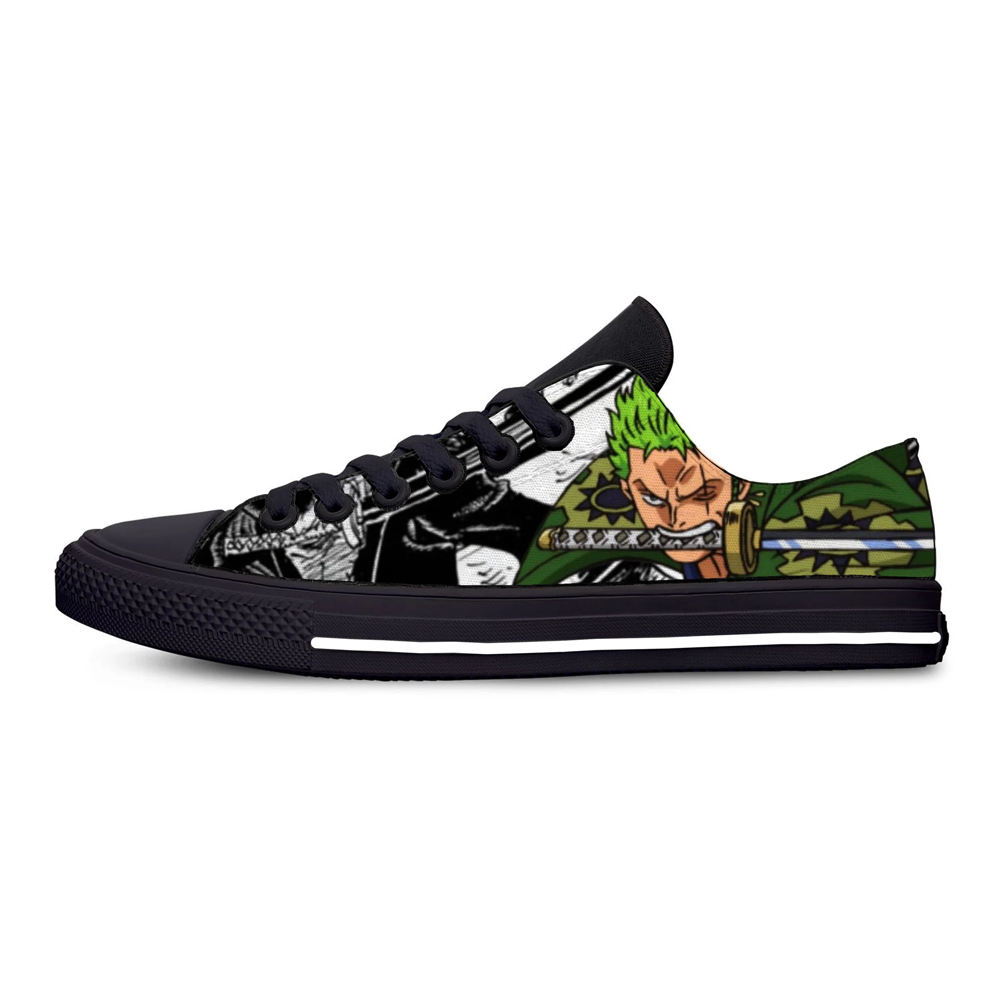 

Roronoa Zoro Men Women Canvas Flats Kawaii Vulcanized Shoes 2021 New Cartoon Retro Anime Style Casual Shoes Custom Shoes