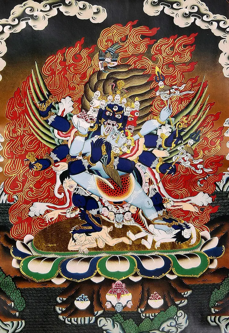 13-дюймовый семейный Vajra-wraч Vajrakilaya парчовый деревянный свиток с принтом