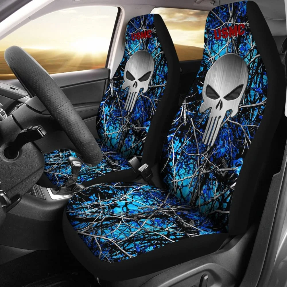 

Moonshine Undertow US Marine Corps Punisher Print Design Car Seat Covers,Pack of 2 Universal Front Seat Protective Cover