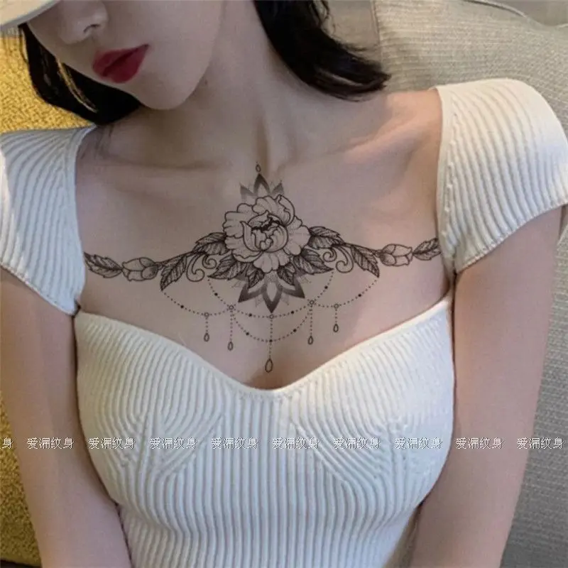 

Травяные цветы, кисточки, тату для женщин, сексуальное искусство, Временные татуировки, водостойкая имитация татуировки на грудь, луну, стойкие тату-наклейки