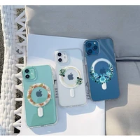 wreath phone case for iphone 13 12 11 mini pro max transparent super magnetic magsafe cover